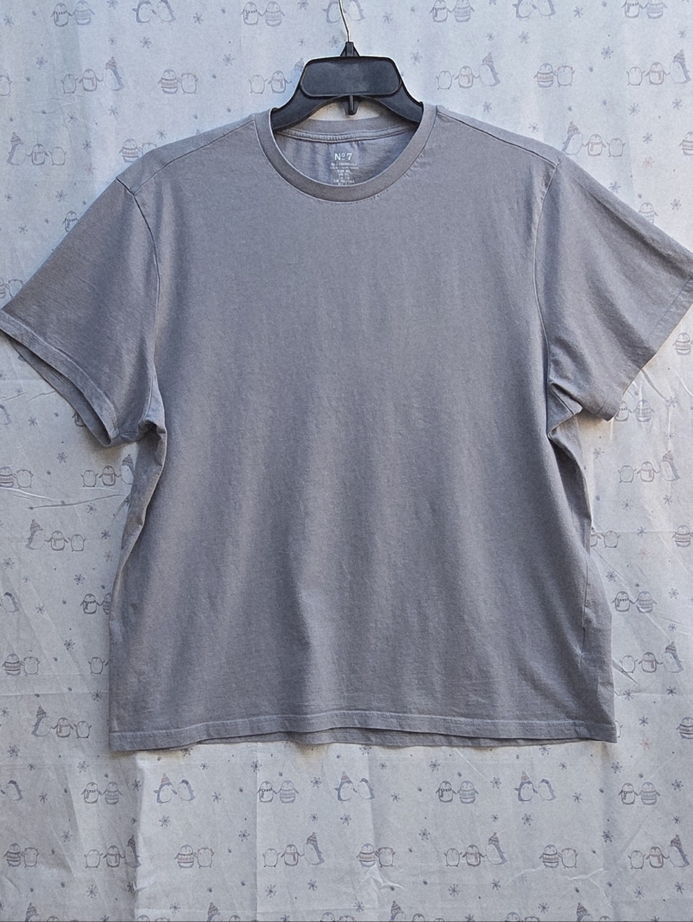 No7 Men's Short Sleeve Crew Neck T-Shirt Gray. XL